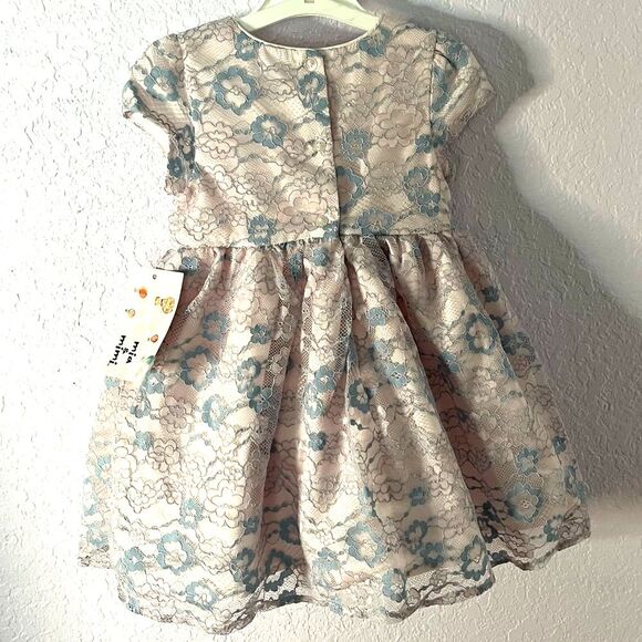Mia & Mimi Infant Baby Adorable Pink and Blue Lace Dress with Bloomers NEW! - Picture 3 of 16